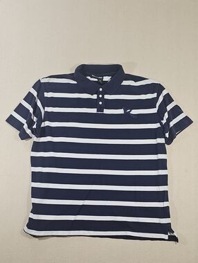 Rocawear Navy & White Horizontal Stripe Polo